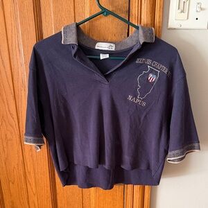 Navy Embroidered Women's Crop Top